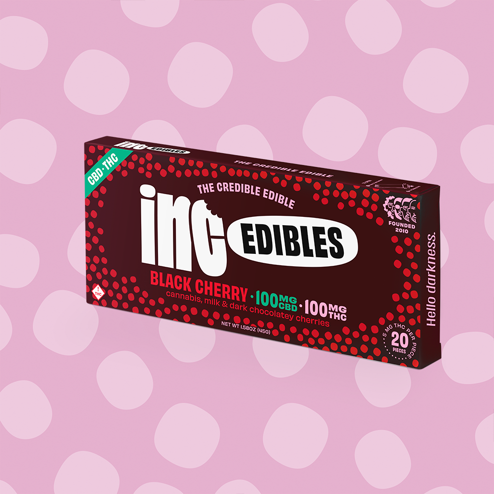 (inc)edibles – inc.edibles Black Cherry THC.CBD Chocolate Bar 01342