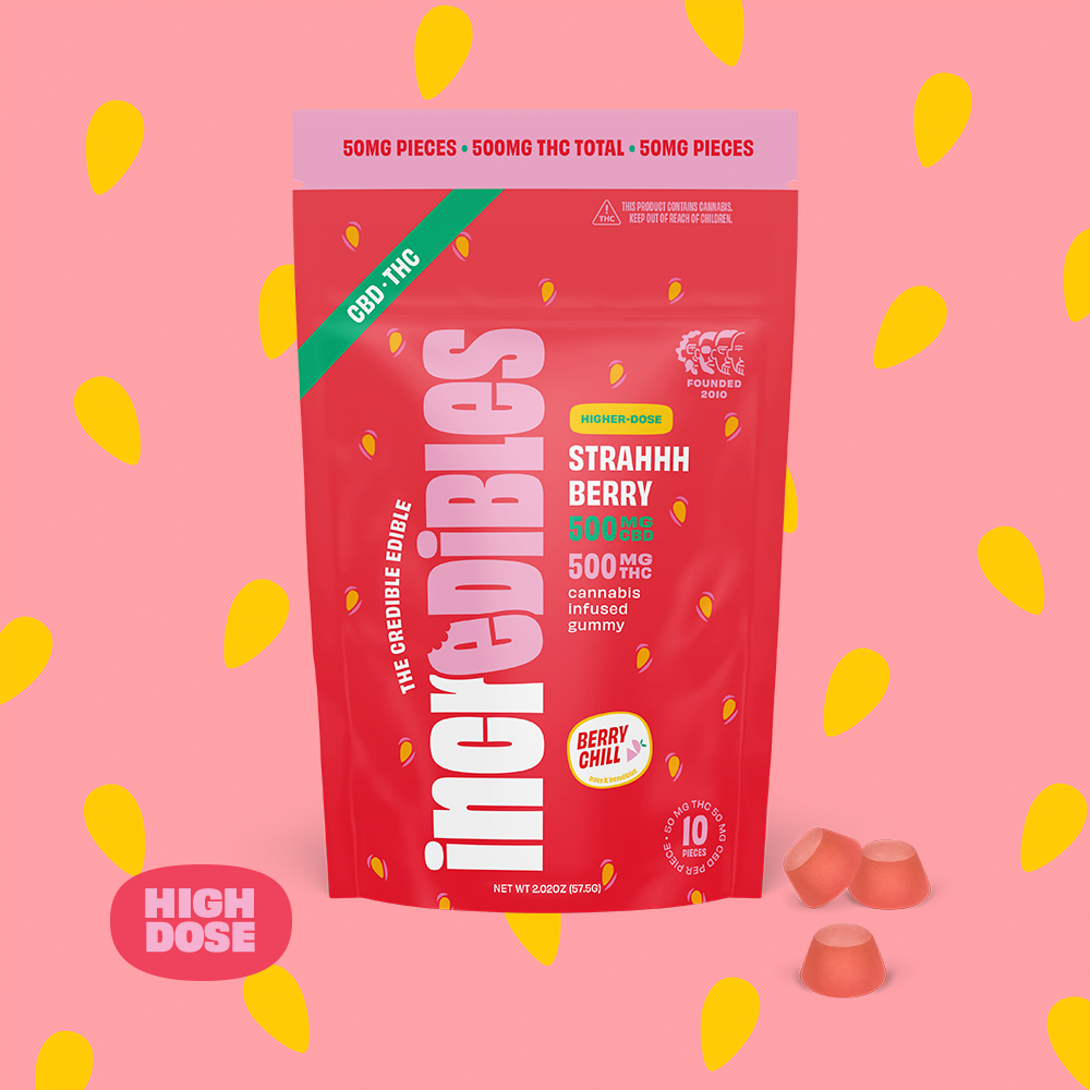 incredibles – MEDICAL 1:1 Strahhhberry + CBD High Dose [10pk] (500mg THC/500mg CBD)