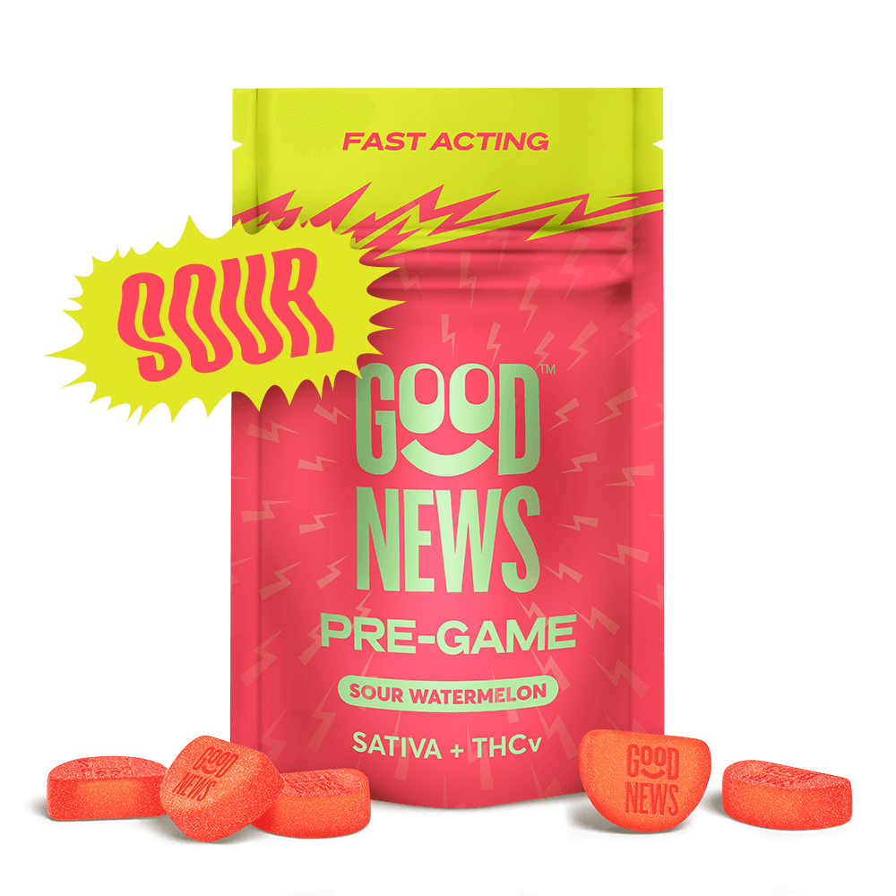 Good News™ – PRE-GAME Sour Watermelon [10pk] (100mg THC/50mg THCV)