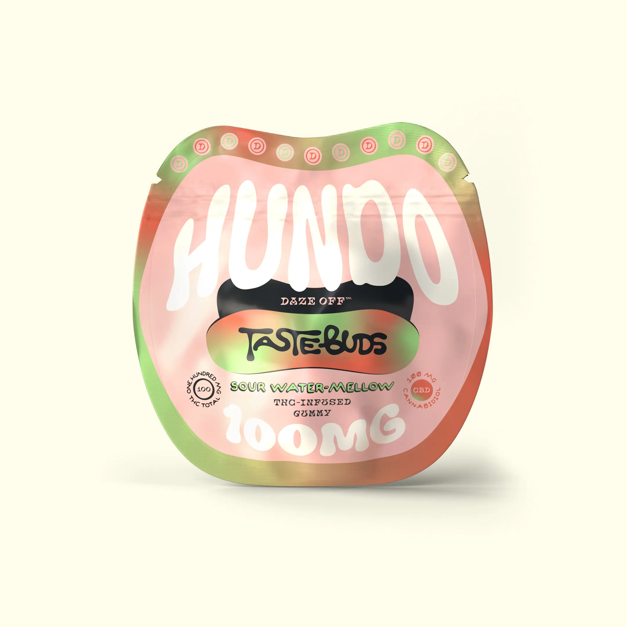 Daze Off – Sour Water-Mellow Gummy Hundo [1pk] (100mg THC/100mg CBD)