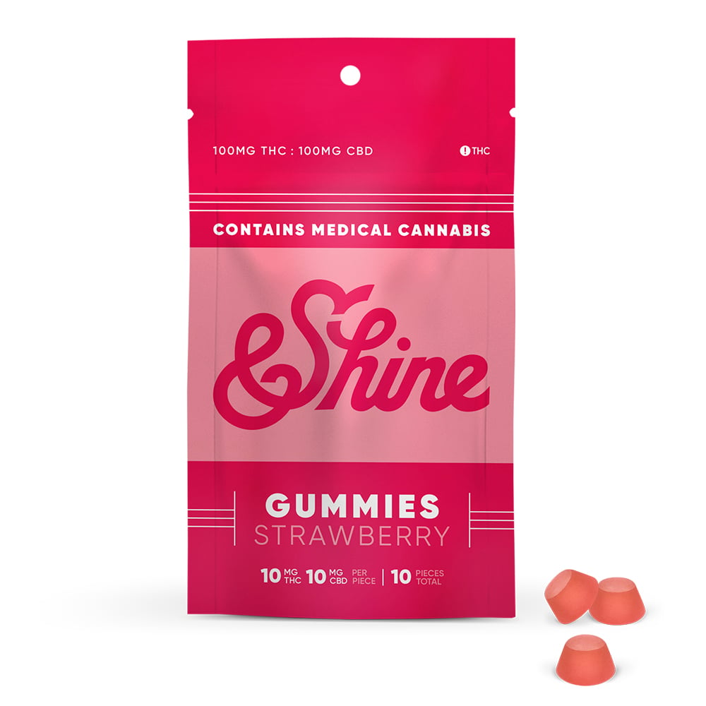 &Shine – Strawberry [10pk] (100mg CBD/100mg THC)