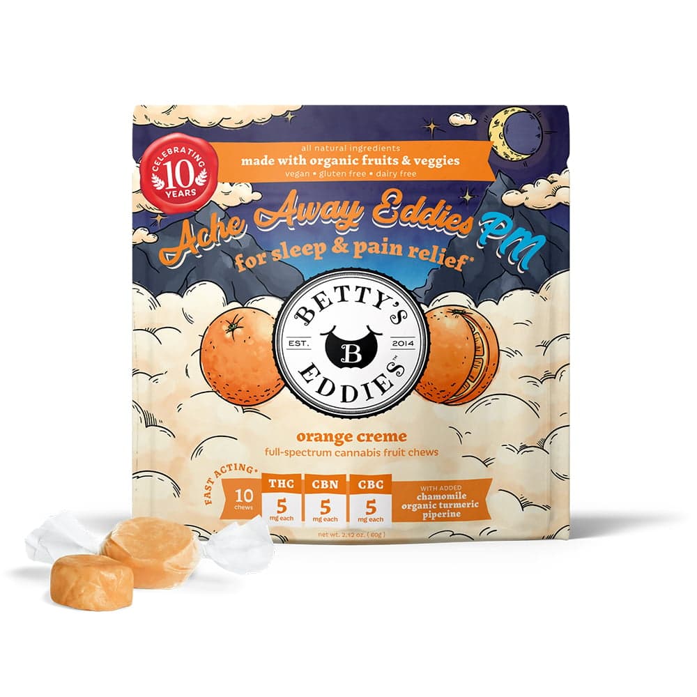 Betty's Eddies – Ache Away Eddies PM Orange Creme [10pk] (50mg THC/50mg CBN/50mg CBC)