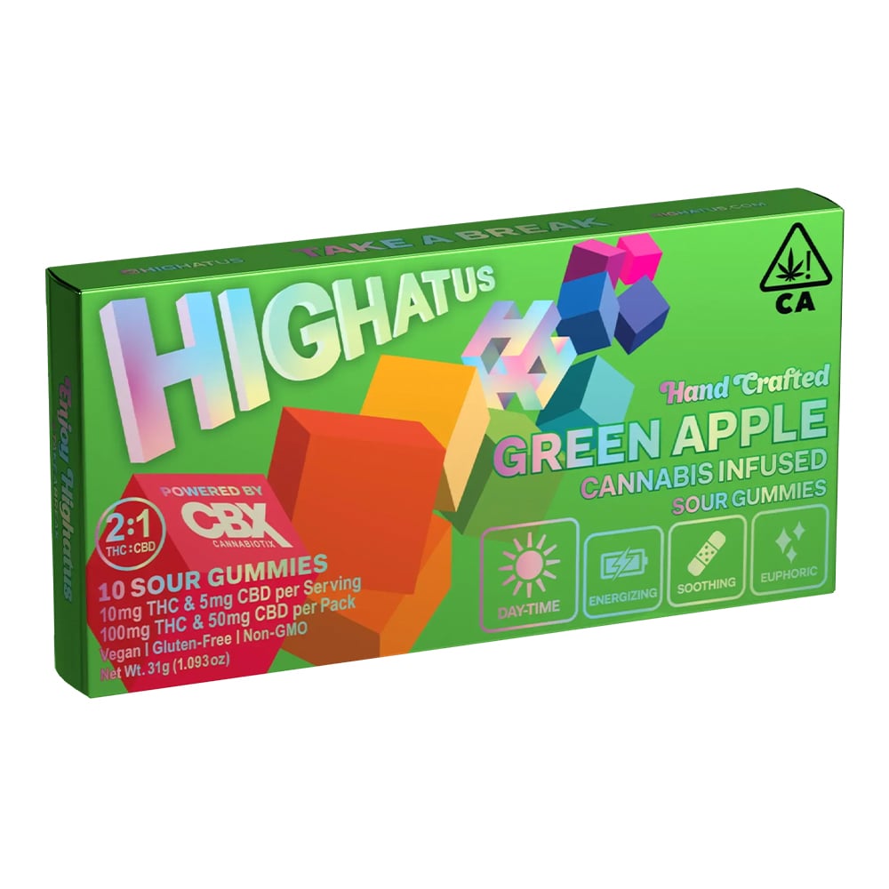 Highatus – 2:1 Green Apple [10pk] (100mg THC/50mg CBD)