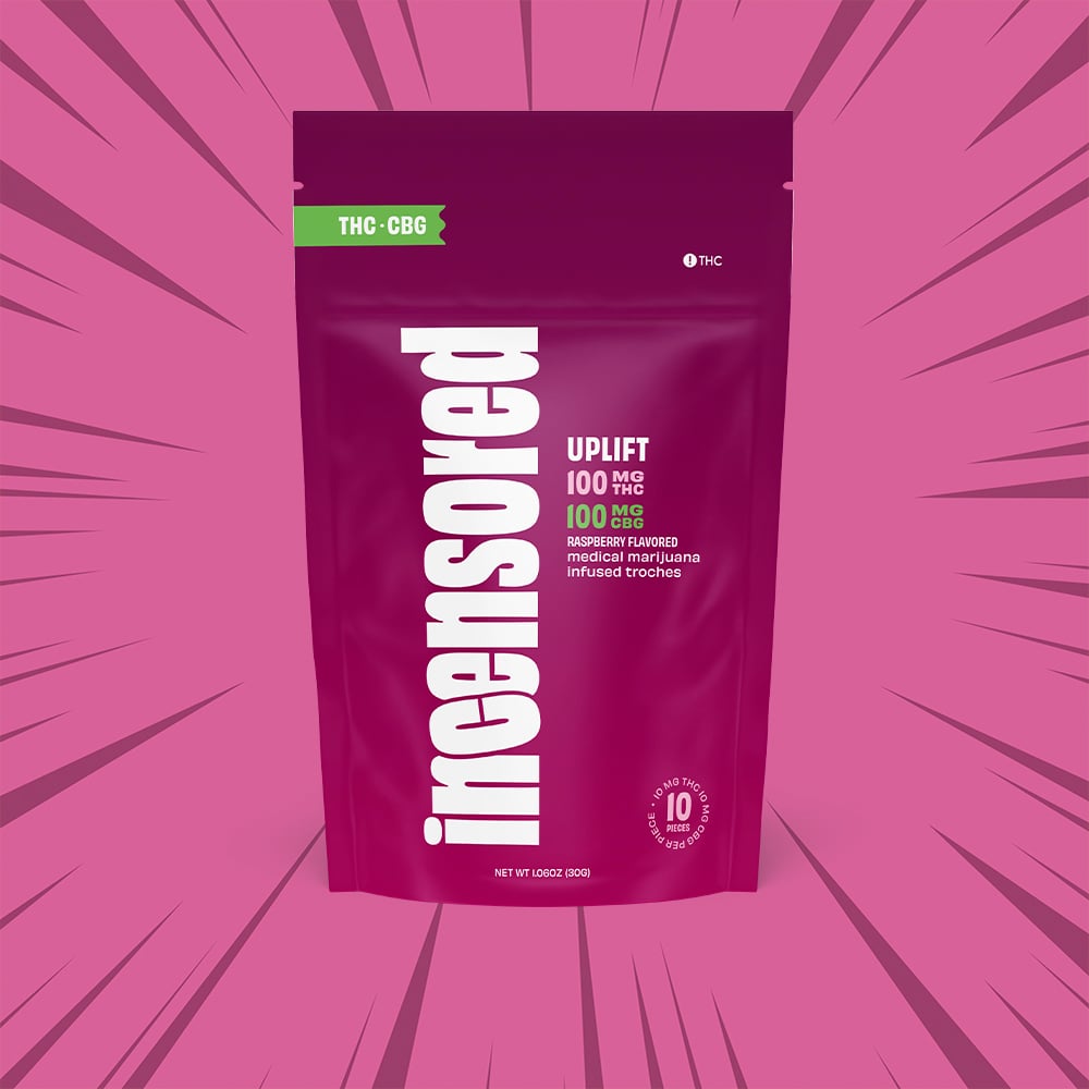 (inc)ensored – 1:1 Raspberry Uplift + CBG [10pk] (100mg THC/100mg CBG) 