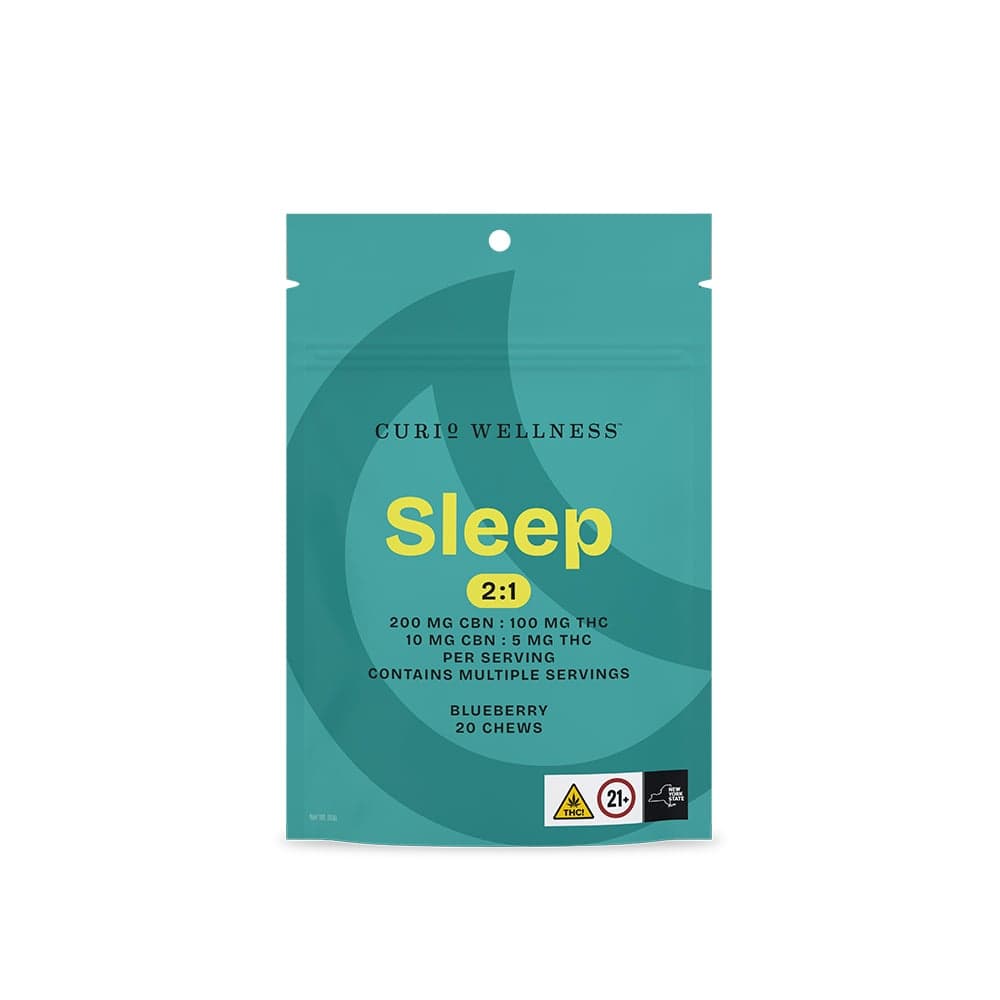 Curio Wellness – Sleep | 2:1 Chews | Blueberry [20pk] (200mg CBN/100mg THC)