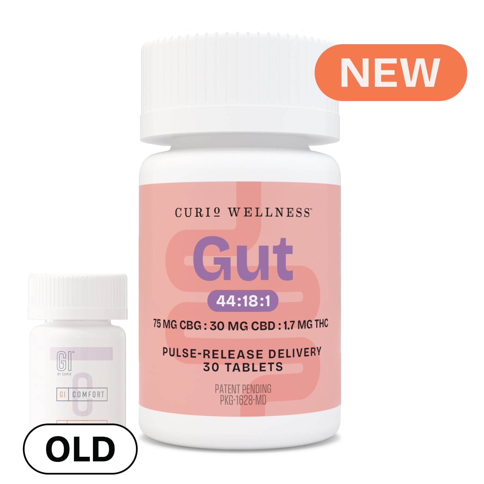 Curio Wellness – Gut | 44:18:1 | Pulse Release Tablets [30pk] (2250mg CBG/900mg CBD/51mg THC)