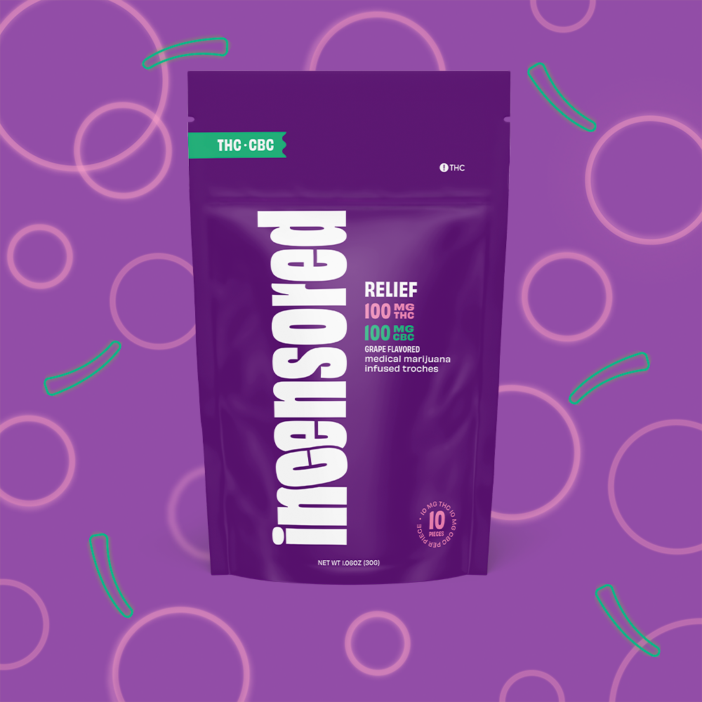 (inc)ensored – 1:1 Grape Relief + CBC [10pk] (100mg THC/100mg CBC)