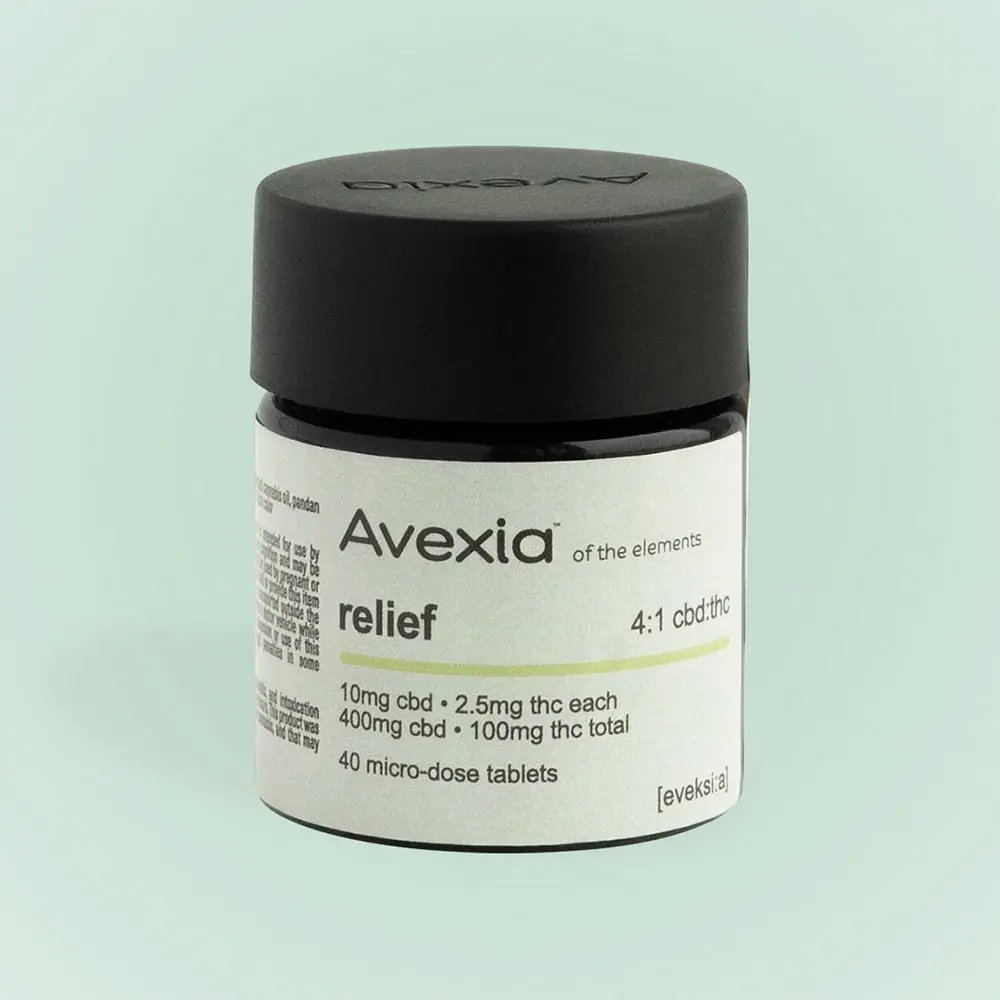 Avexia – Relief 4:1 CBD:THC [40pk] (400mg CBD/100mg THC)