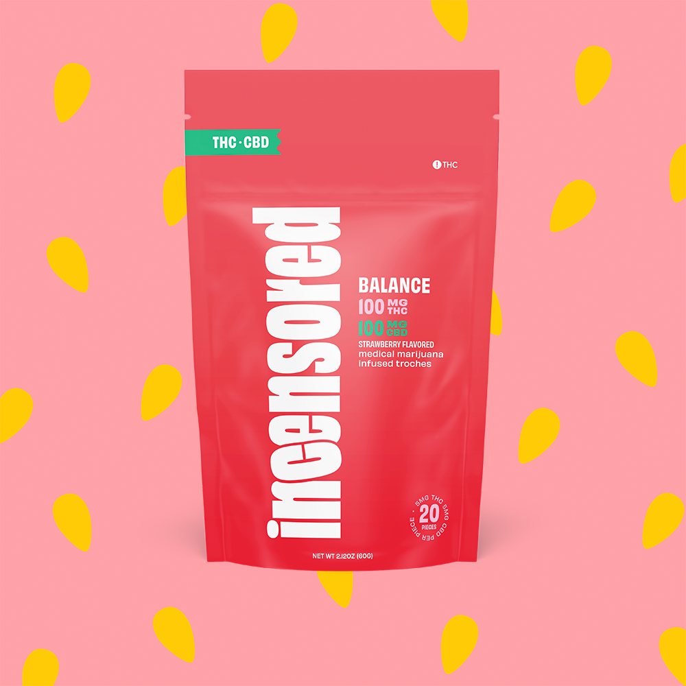 (inc)ensored – 1:1 Strawberry Balance [20pk] (100mg CBD/100mg THC)