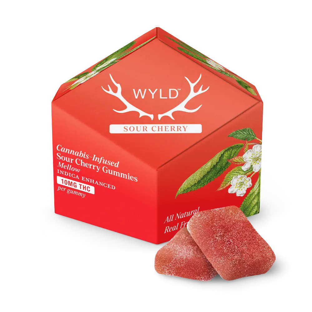 WYLD – Sour Cherry Indica Enhanced Gummies | 100mg