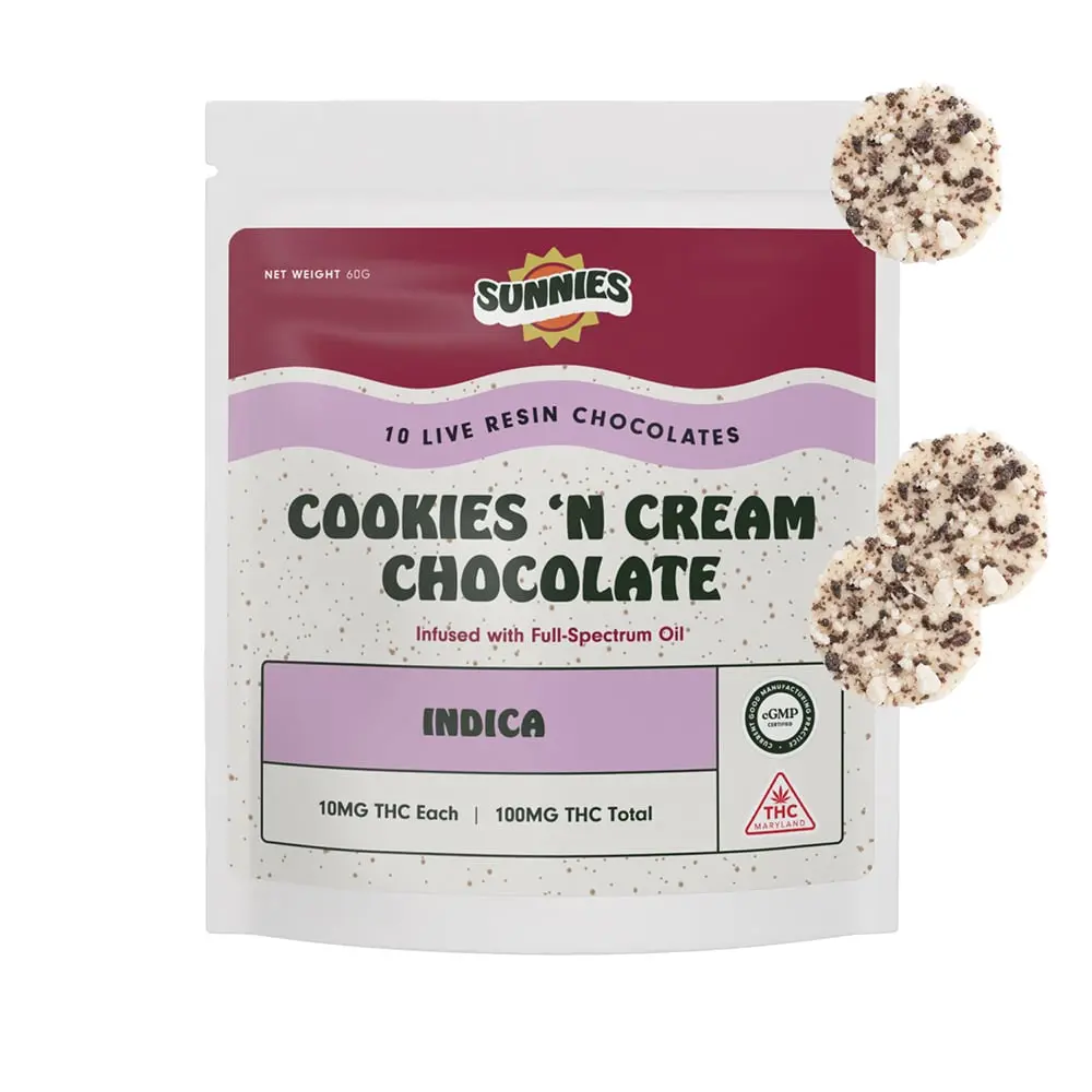 Sunnies – Cookies 'N' Cream Chocolate - Indica [10pk] (100mg)