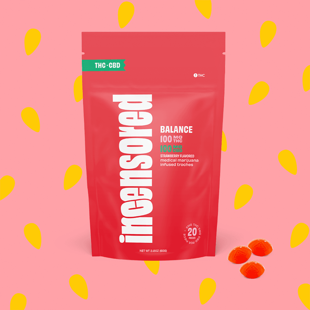 (inc)ensored – 1:1 Strawberry Balance [20pk] (100mg CBD/100mg THC)