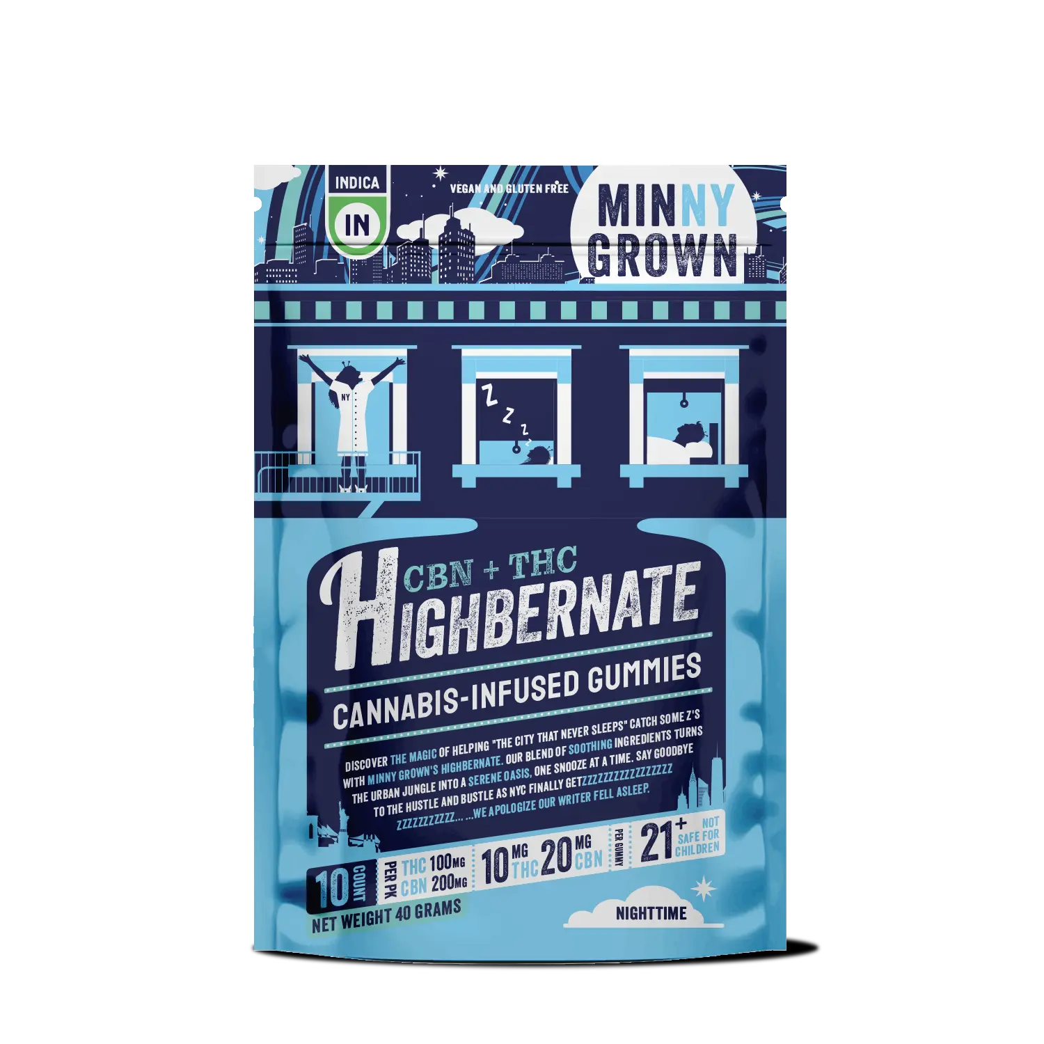 Minny Grown – 1:2 Highbernate [10pk] (100mg THC/200mg CBN)