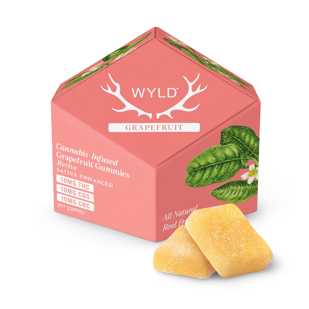 WYLD – Grapefruit 1:1:1 CBG:CBC + Sativa Enhanced Gummies | 100mg THC:CBG:CBC