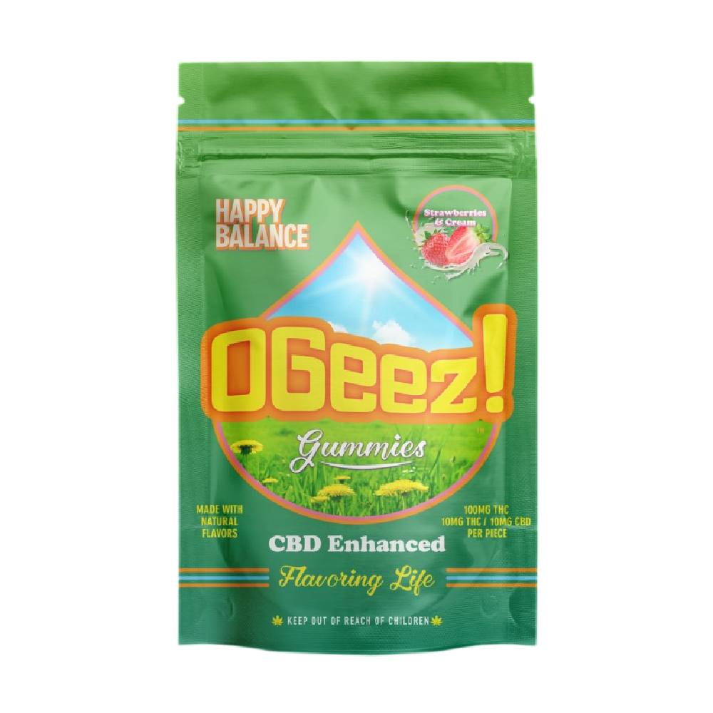 OGeez! – 1:1 Strawberries and Cream [10pk] (100mg CBD/100mg THC)