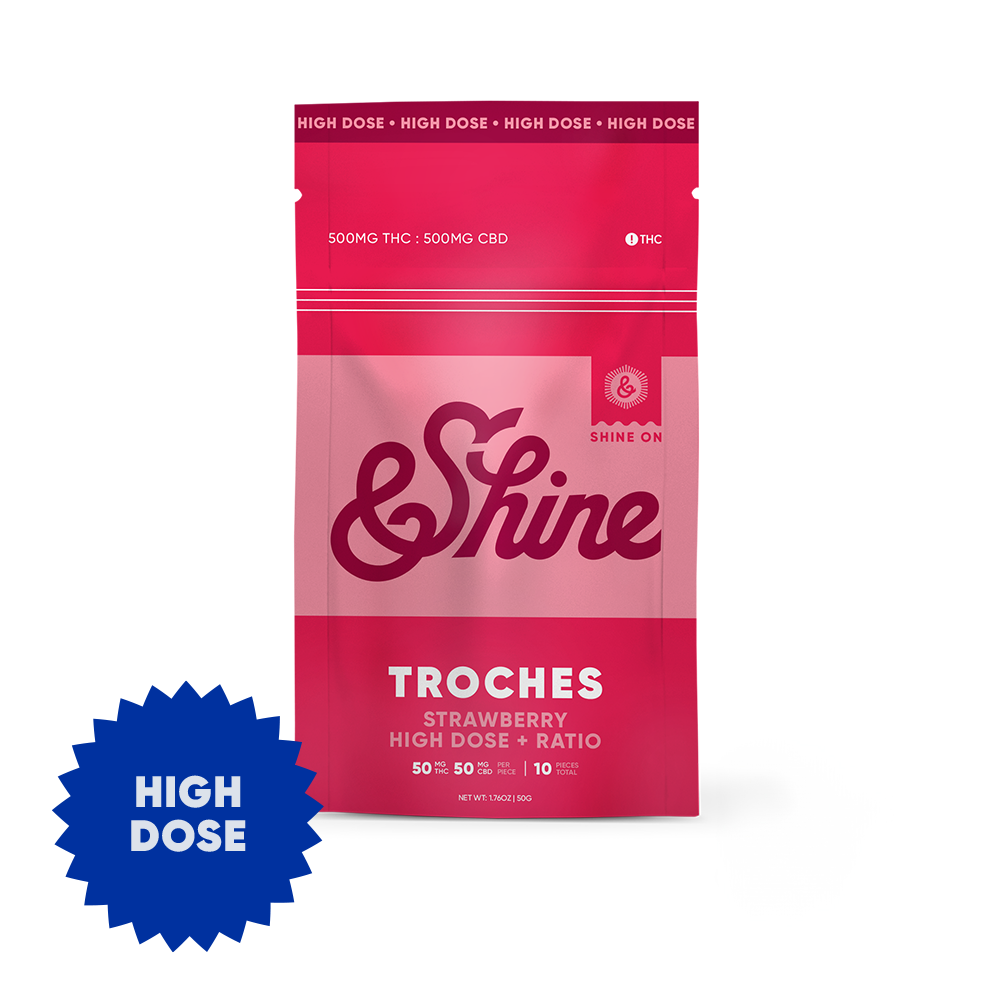 &Shine – Strawberry Plus [10pk] (500mg THC/500mg CBD)