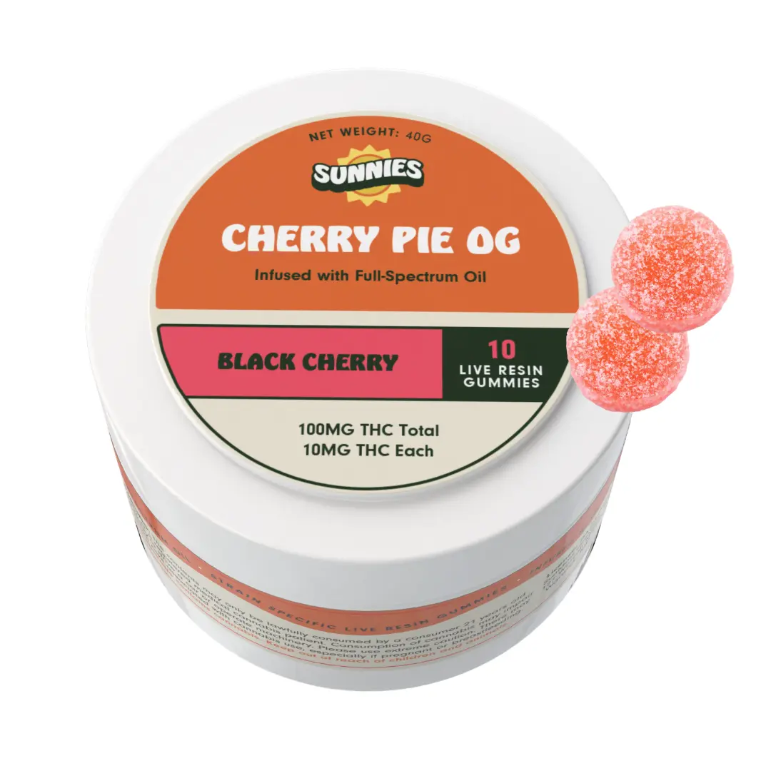 Sunnies – Cherry Pie OG Live Resin - Black Cherry Gummies Edible [10pk] (100mg)