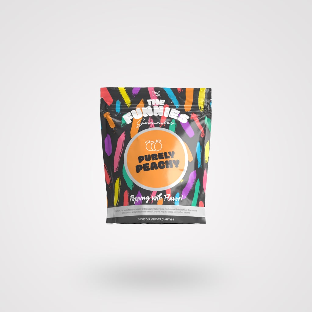The Funnies Gummies – The Funnies -- Purely Peachy -- Super Funny Gummies 2 Pack -- 100mg