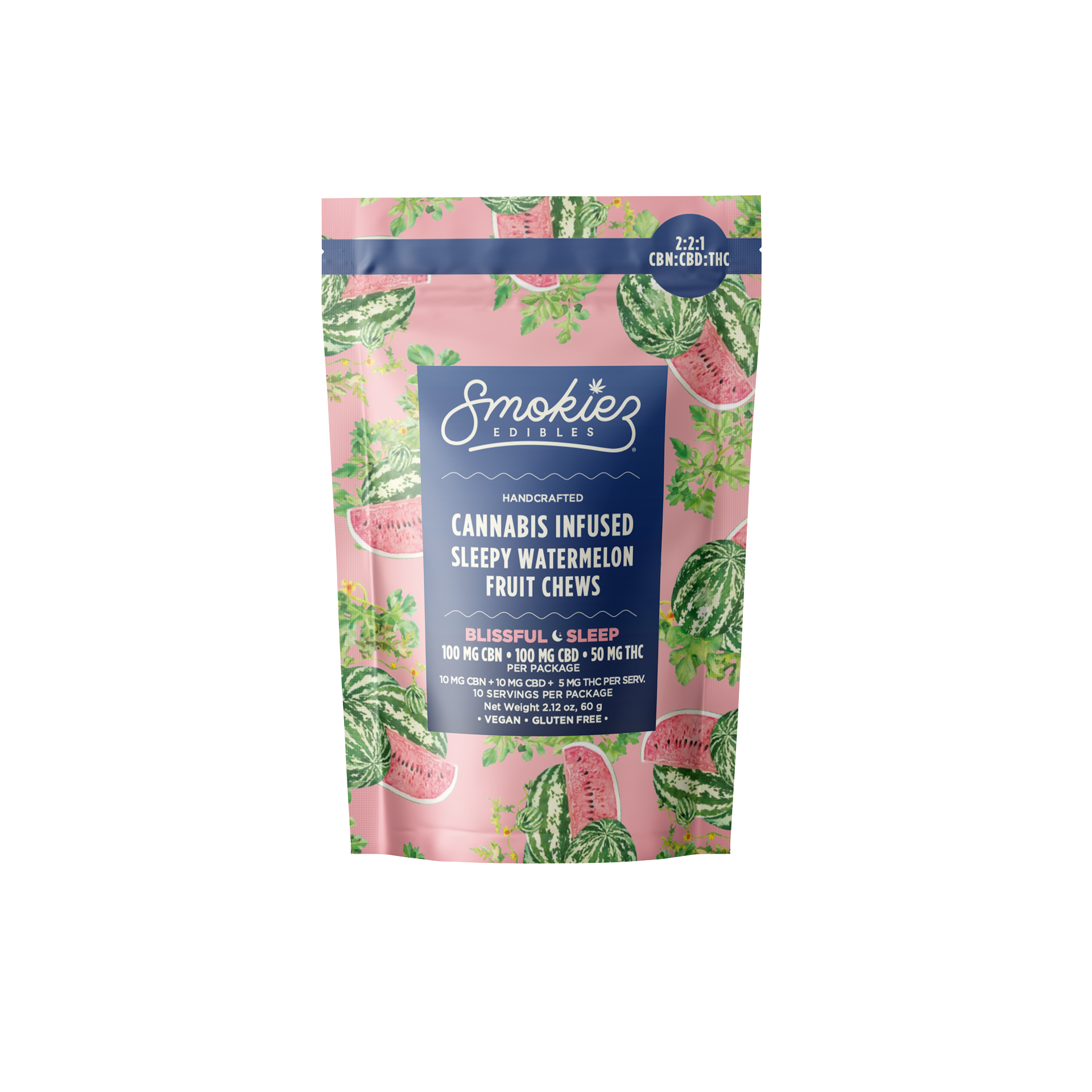 Smokiez – 2:2:1 Sleepy Watermelon (Blissful Sleep) [10pk] (100mg CBN/100mg CBD/50mg THC)
