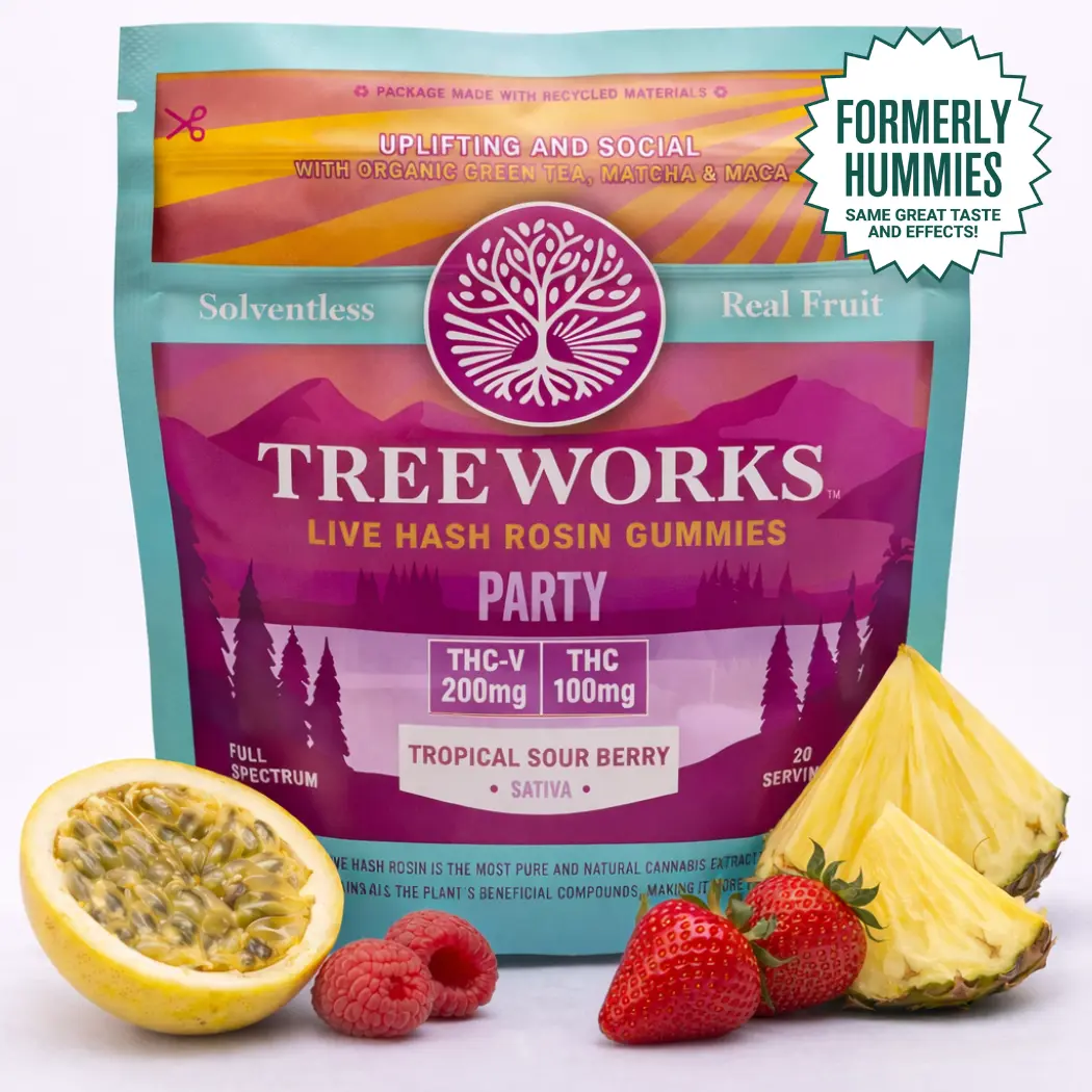Treeworks – Party | Live Hash Rosin Gummies - Sativa (100mg THC, 200mg THC-V)