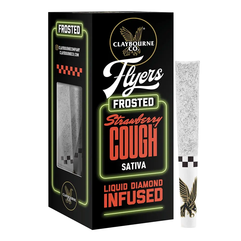 Claybourne – Strawberry Cough (2.5g) - Diamond Frosted Flyers Pre-Rolls
