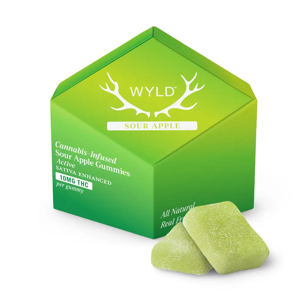 WYLD – Sour Apple Sativa Enhanced Gummies | 100mg