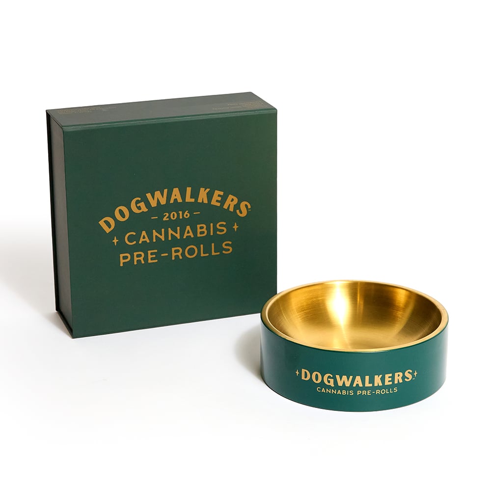 Dogwalkers – Oversized Steel Dog Bowl Ash Tray - Green/Gold