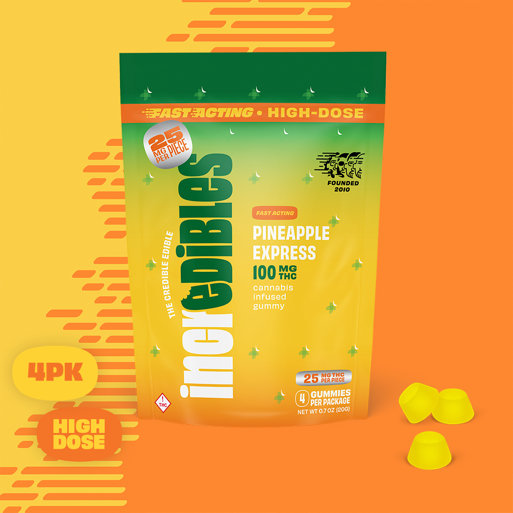 incredibles – Fast Acting Pineapple Express High Dose [4pk] (100mg)