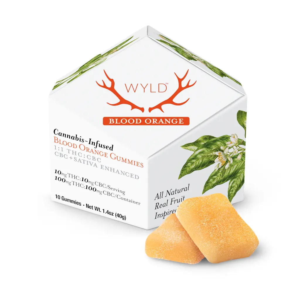 WYLD – Blood Orange 1:1 CBC + Sativa Enhanced Gummies | 100mg THC:100mg CBC
