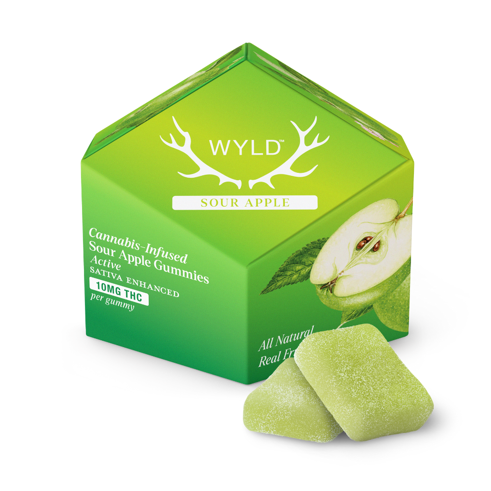 WYLD – Sour Apple Sativa Enhanced Gummies | 100mg