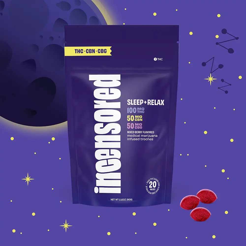 (inc)ensored – 2:1:1 Mixed Berry Sleep + Relax [20pk] (100mg THC/50mg CBN/50mg CBG)