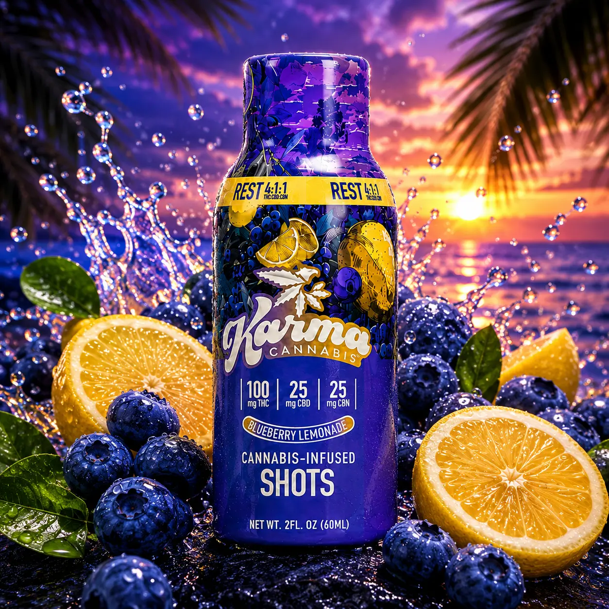 Karma – 4:1:1 Blueberry Lemonade [2oz] (100mg THC/25mg CBD/25mg CBN)
