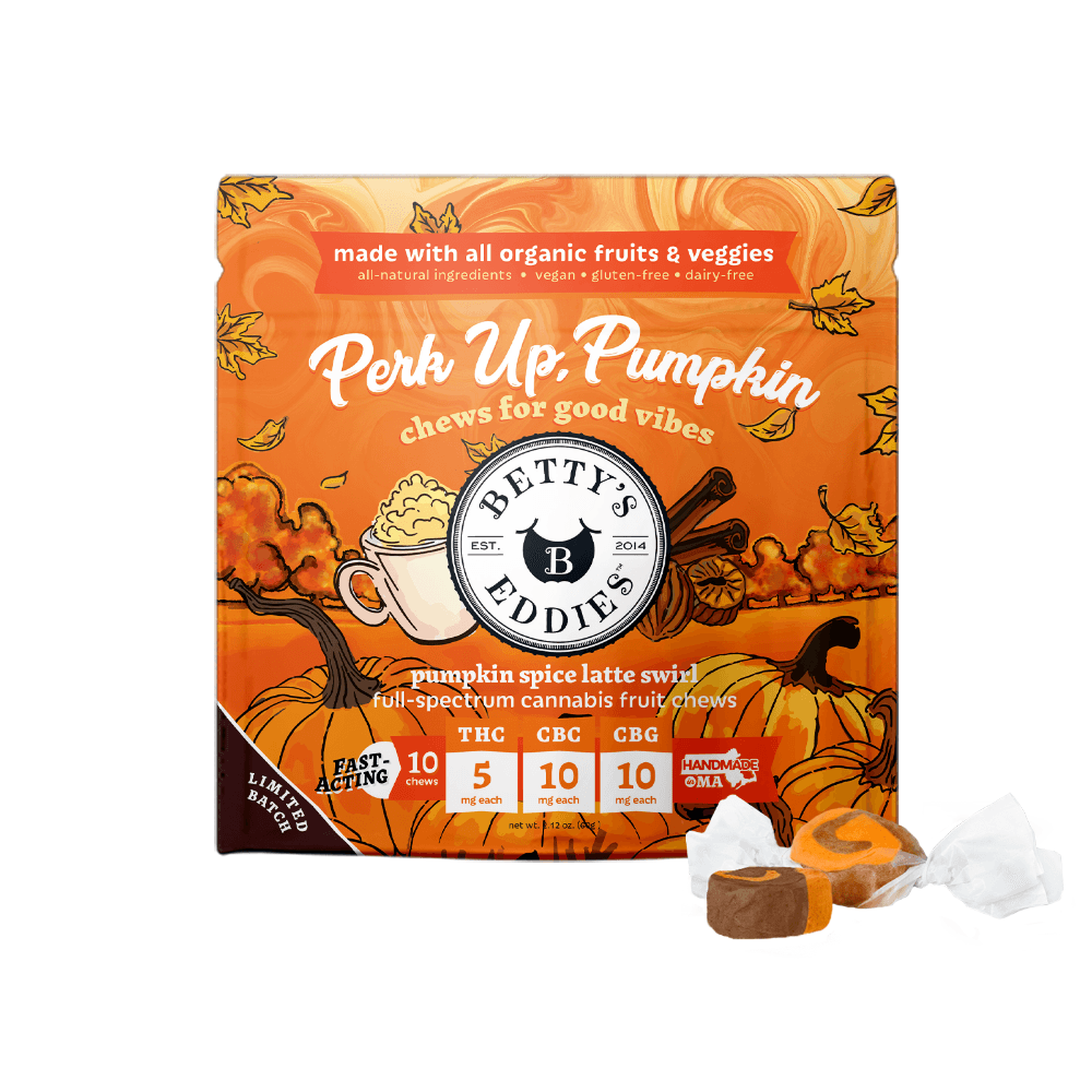 Betty's Eddies – Perk Up, Pumpkin Spice Latte Swirl [10pk] (50mg THC/100mg CBC/100mg CBG)