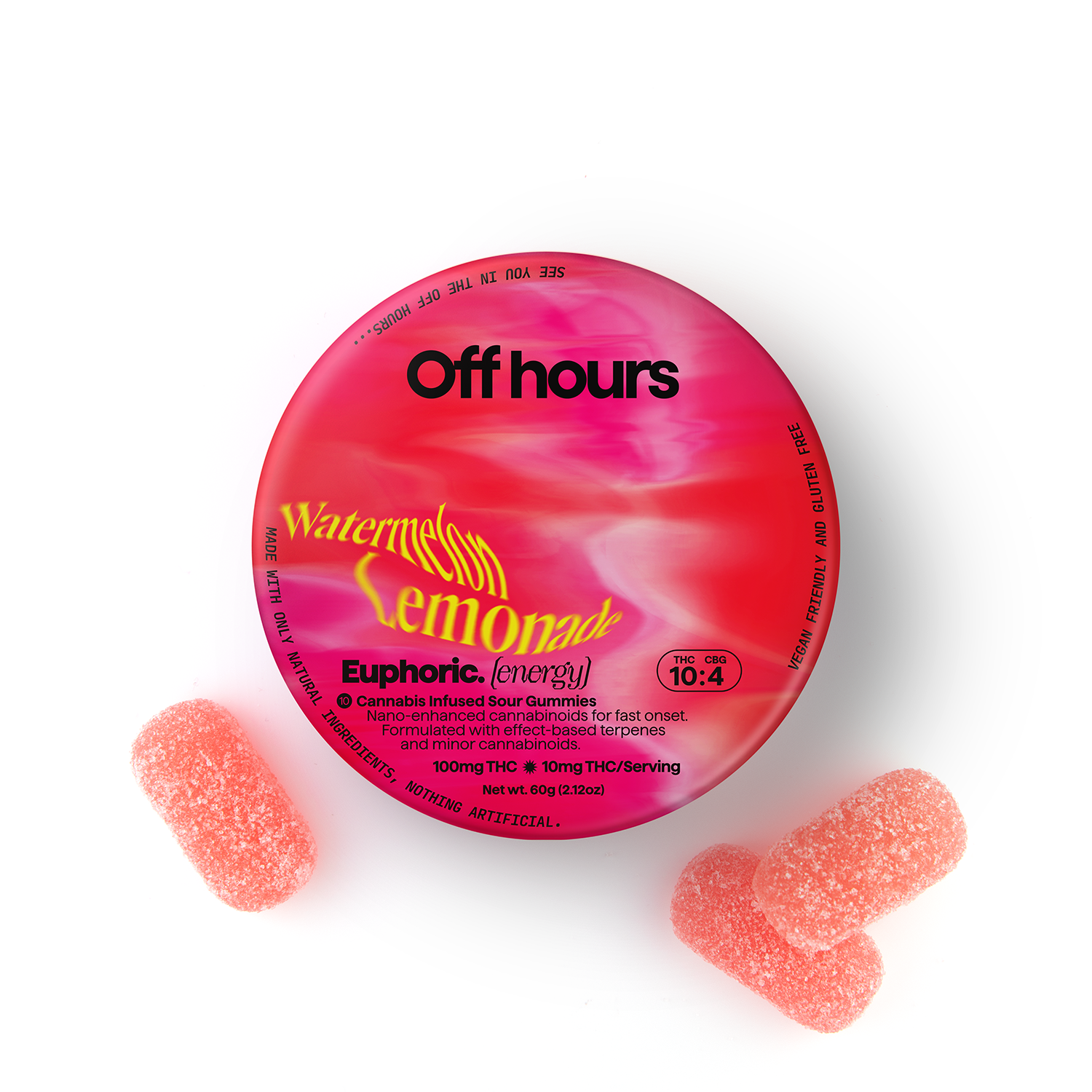 Off Hours – Sour Watermelon Lemonade - Euphoric [10pk] (100mg THC/40mg CBG)