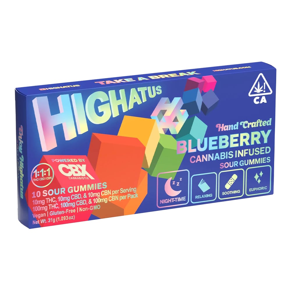 Highatus – 1:1:1 Blueberry [10pk] (100mg CBD/100mg THC/100mg CBN)