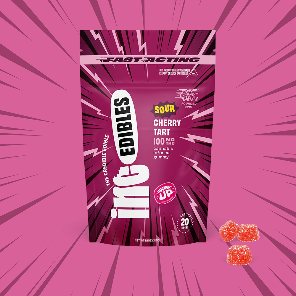 (inc)edibles – inc.edibles 20 Pack Fast Acting Sour Cherry Tart THC Gummies 01706