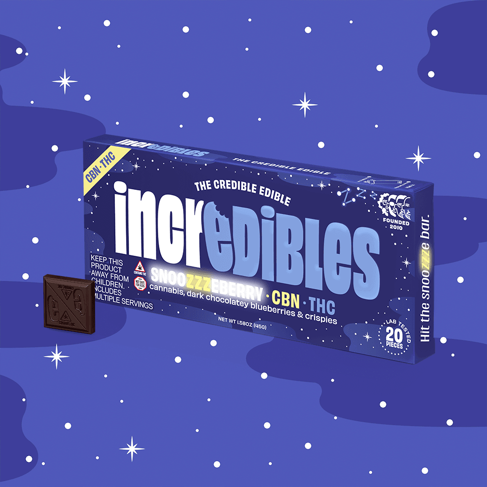 incredibles – 5:1 Snoozzzeberry + CBN Bar [20pk] (100mg THC/20mg CBN)