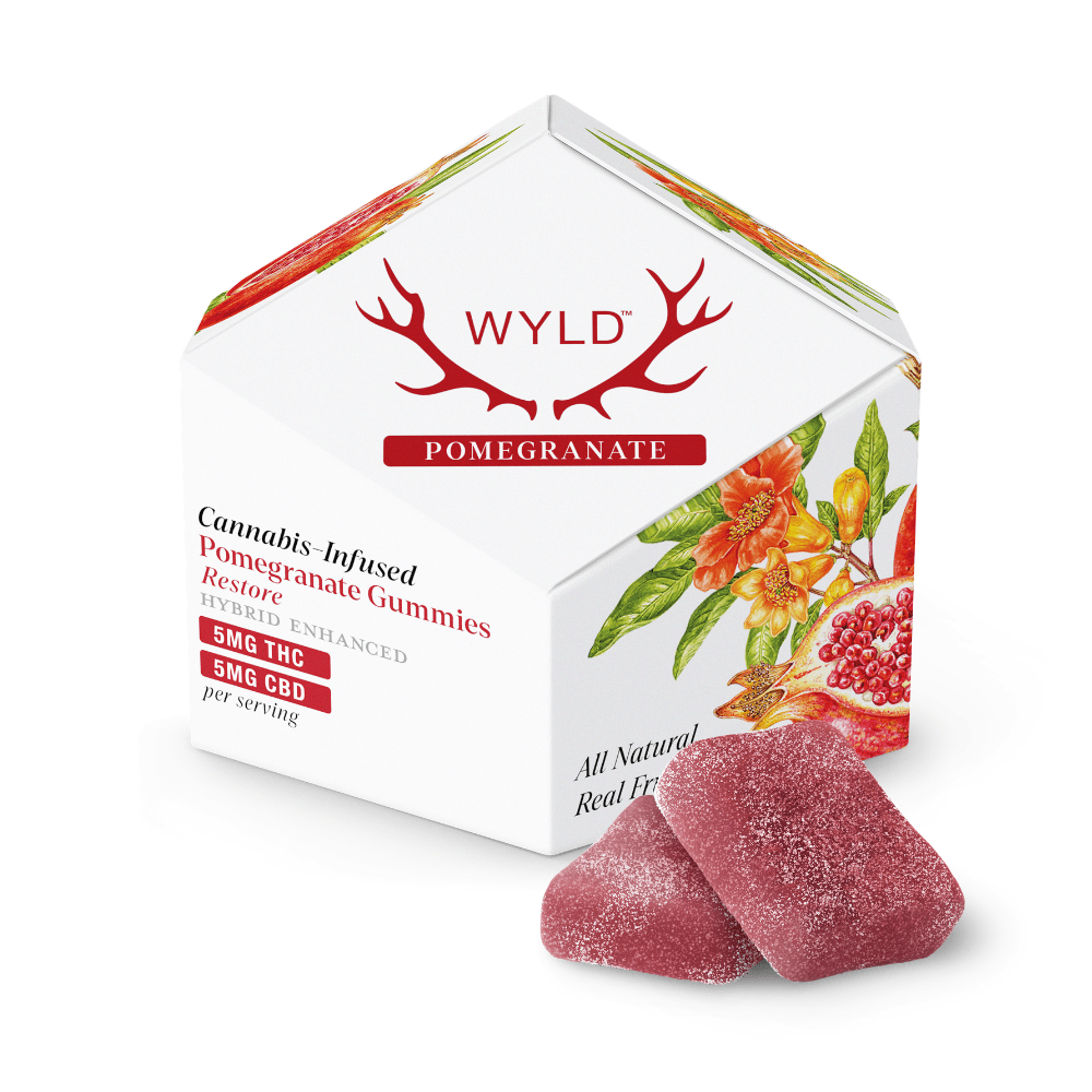 WYLD – Pomegranate 1:1 CBD + Hybrid Enhanced Gummies | 100mg