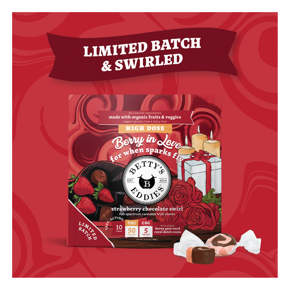 Betty's Eddies – Berry In Love - Strawberry Chocolate Swirl [10pk] (500mg THC/50mg CBG)