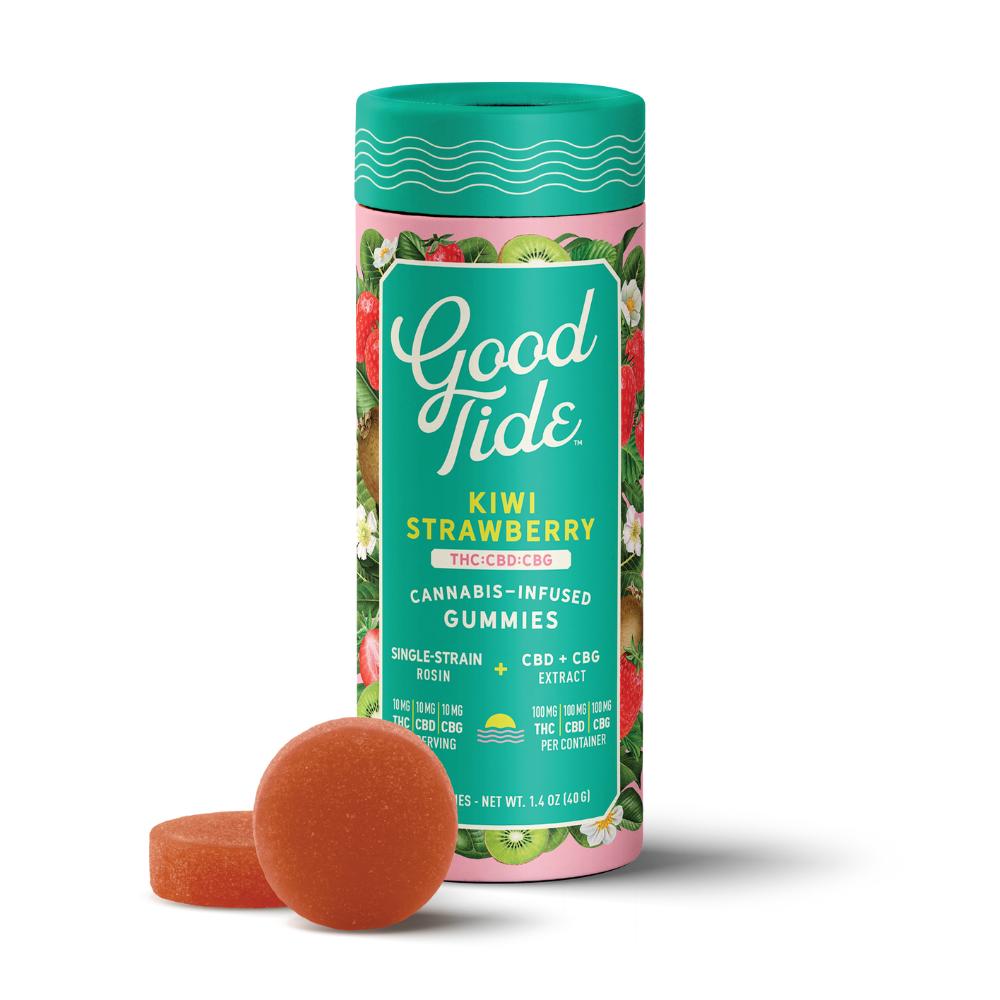 Good Tide – Kiwi Strawberry 1:1:1 CBD + CBG Single-Strain Rosin Gummies | Refreshing | 100mg