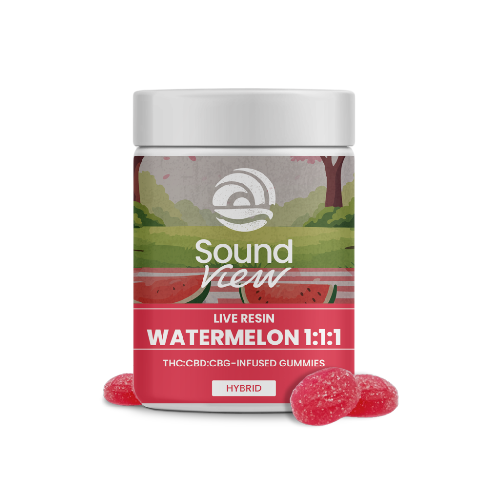 SoundView – SoundView Live Resin Watermelon 1:1:1 Gummies T94.2mg C102.8mg C101.2mg H 00283