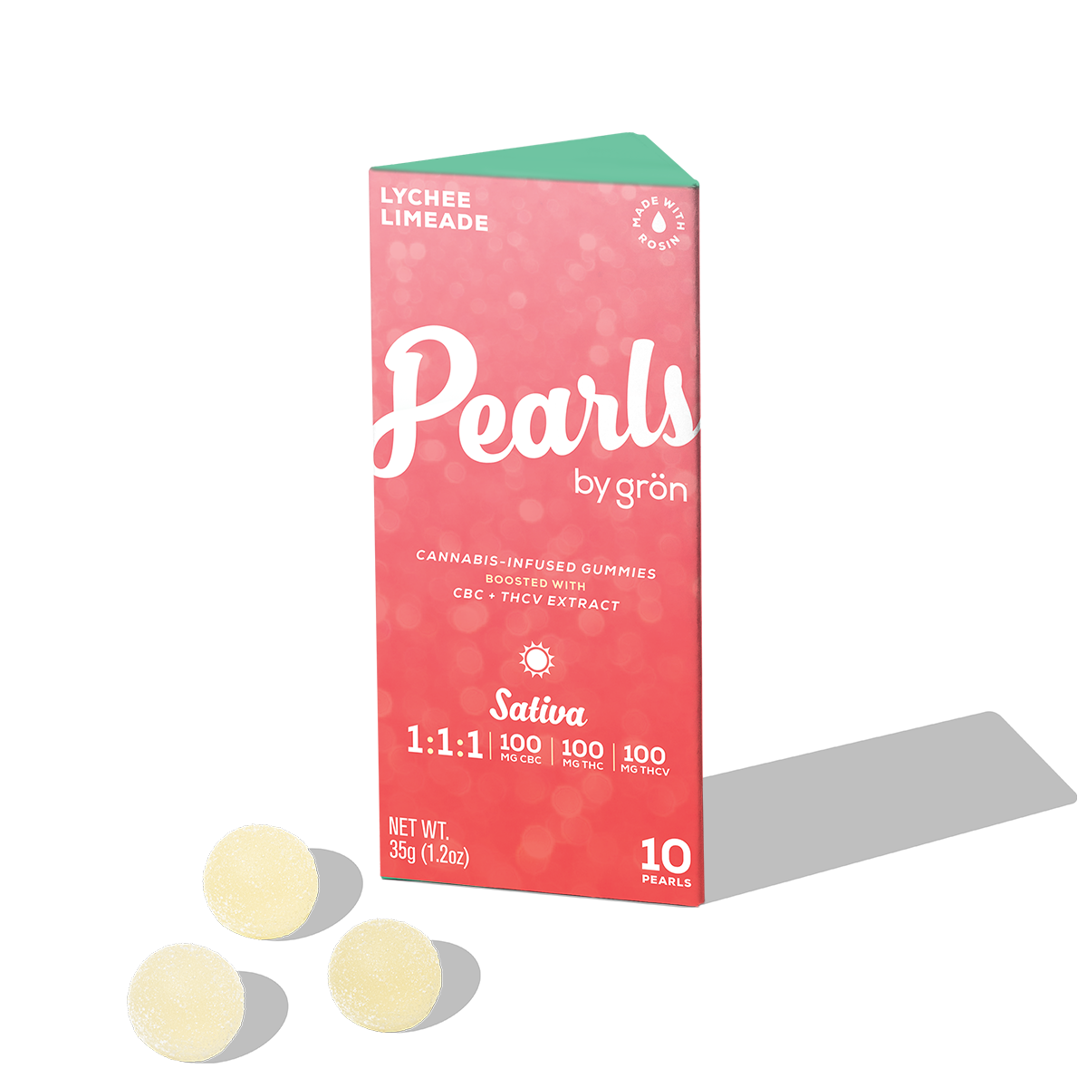 Grön – 1:1:1 Lychee Limeade Pearls [10pk] (100mg CBC/100mg THC/100mg THCV)