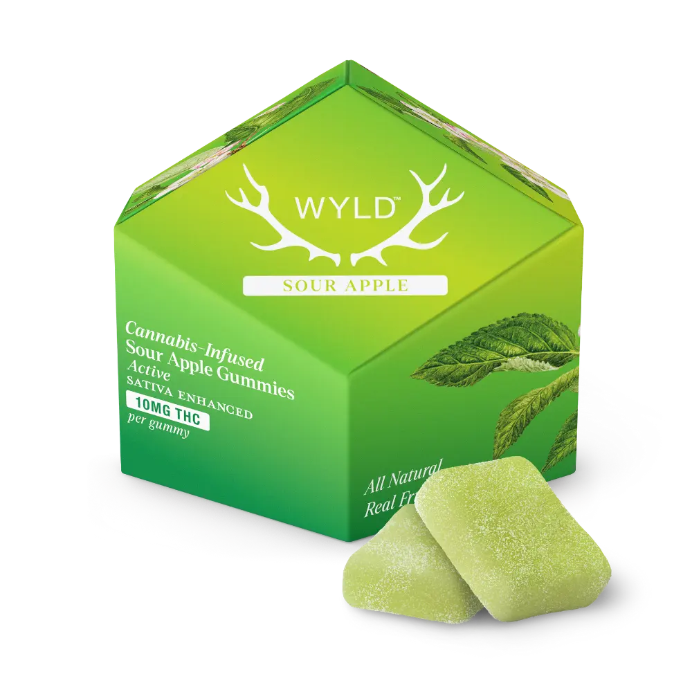 WYLD – Sour Apple Sativa Enhanced Gummies | 100mg