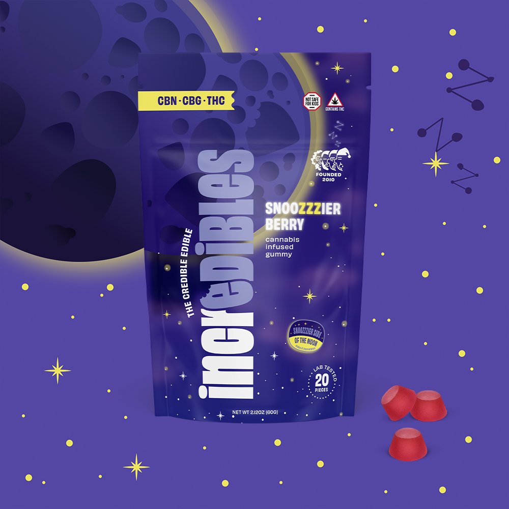 incredibles – 2:1:1 Snoozzzierberry + CBN + CBG [20pk] (100mg THC/50mg CBN/50mg CBG)