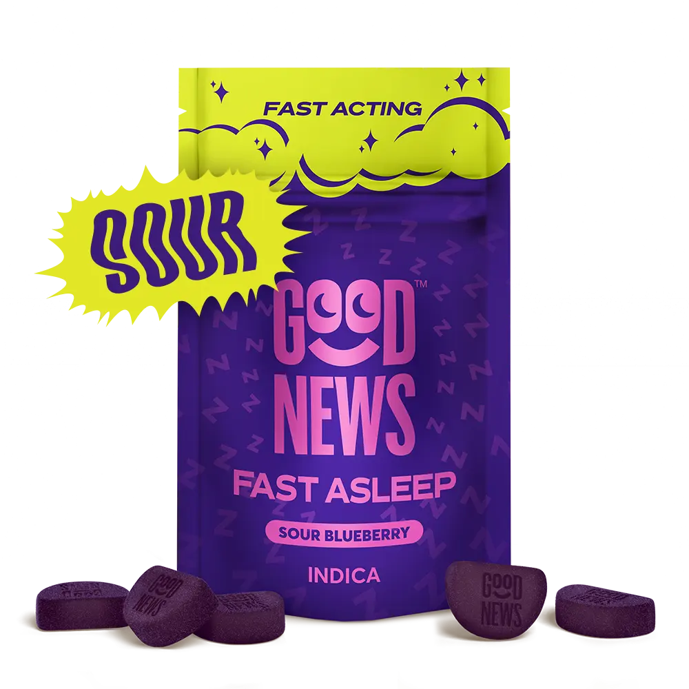Good News™ – FAST ASLEEP Sour Blueberry [10pk] (100mg THC/50mg CBN)