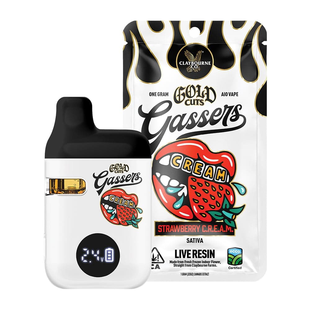 Claybourne – Strawberry C.R.E.A.M. (1g) - Gassers All-In-One Gold Cuts Live Resin Vape