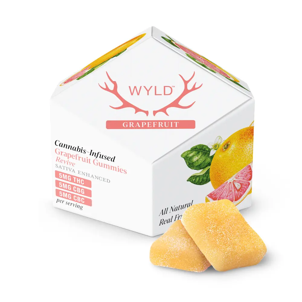 WYLD – Grapefruit 1:1:1 CBG:CBC + Sativa Enhanced Gummies | 100mg THC:CBG:CBC