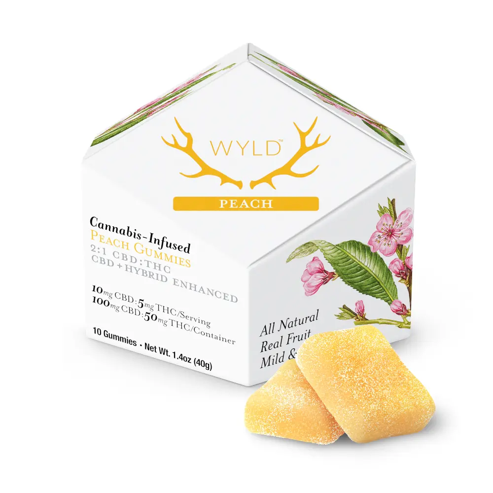 WYLD – Peach 2:1 CBD + Hybrid Enhanced Gummies | 100mg :50mg