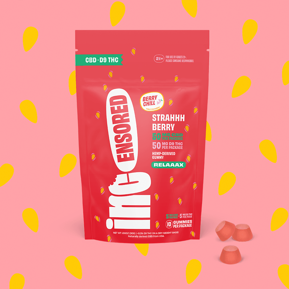 (inc)ensored – 1:1 Strahhhberry [10pk] (50mg CBD/50mg THC)