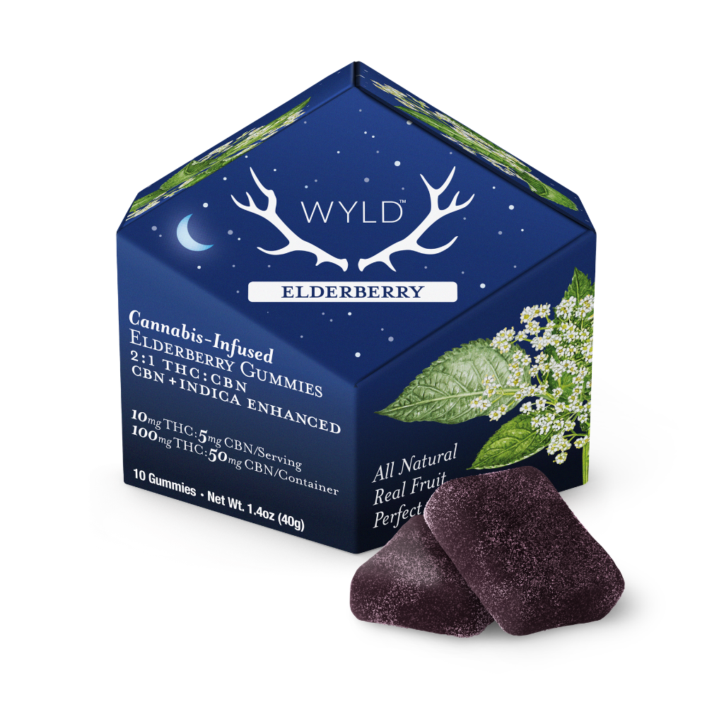 WYLD – Elderberry 2:1 CBN + Indica Enhanced Gummies | 100mg THC:50mg CBN